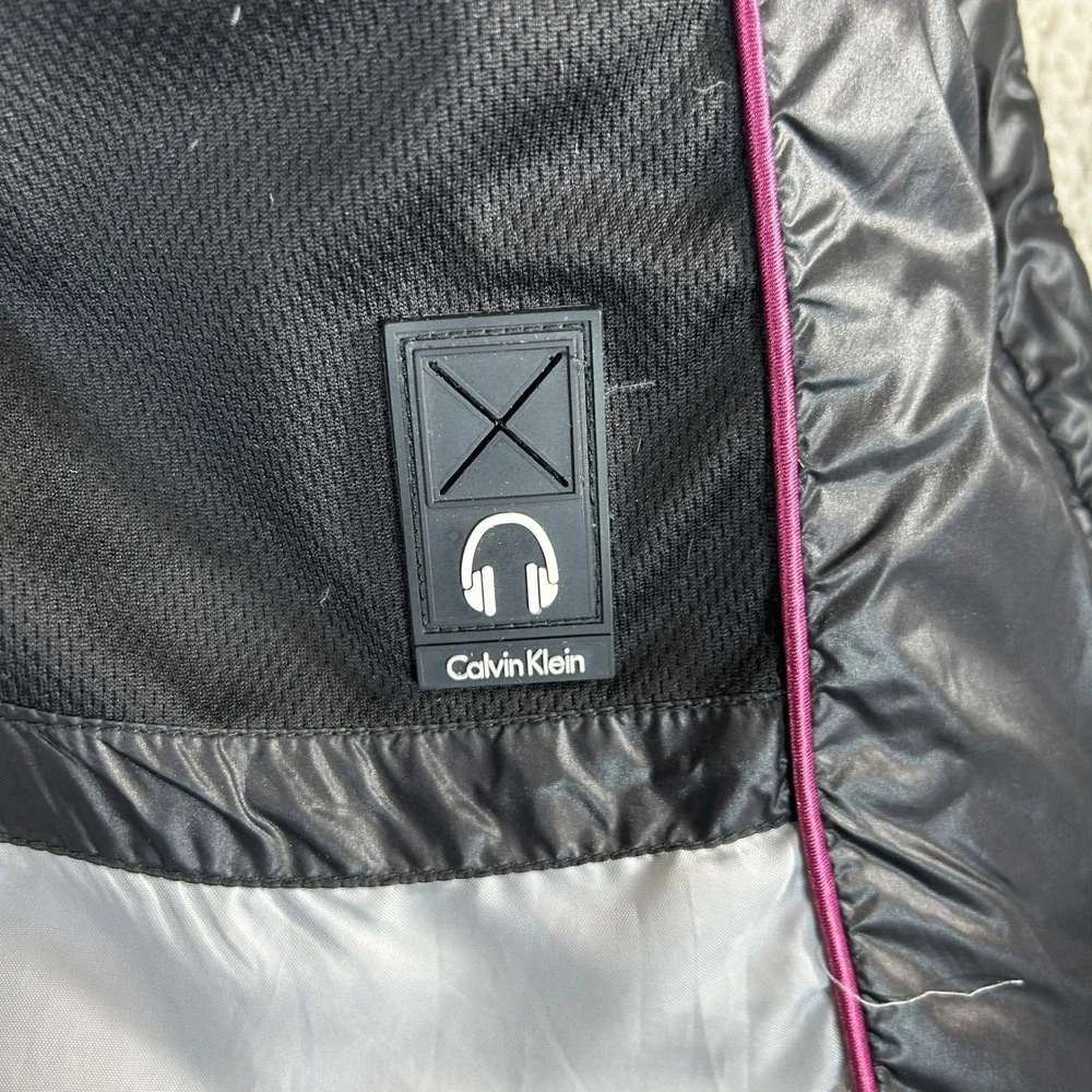 Calvin Klein Performance Womens Black Down Puffer Jacket Detachable Hood Missing